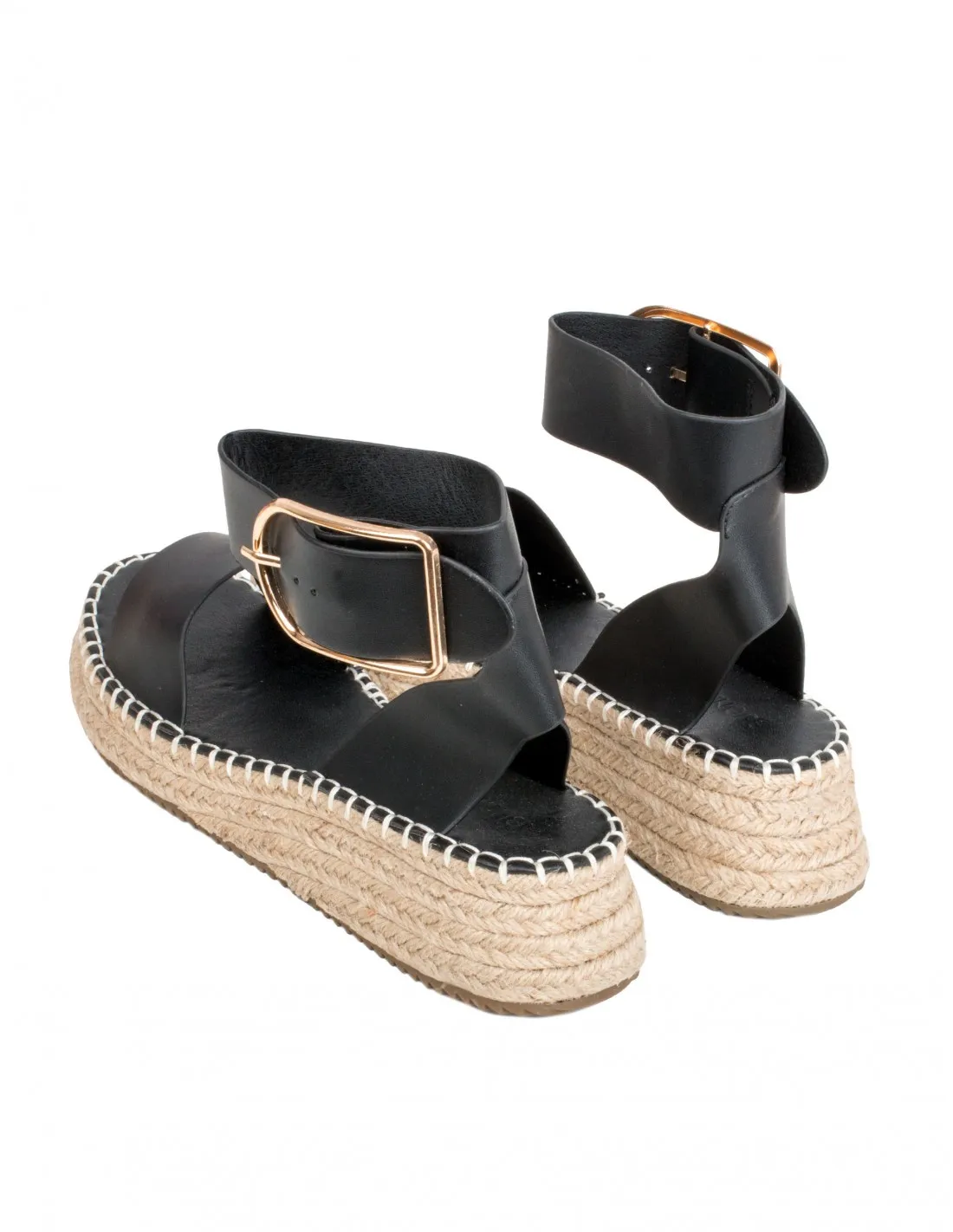 Sandalias Esparto Pulsera Negras
