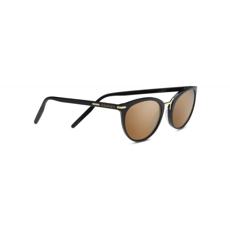 Serengeti Elyna Sunglasses (Shiny Black Polarized Drivers Gold) Mujeres