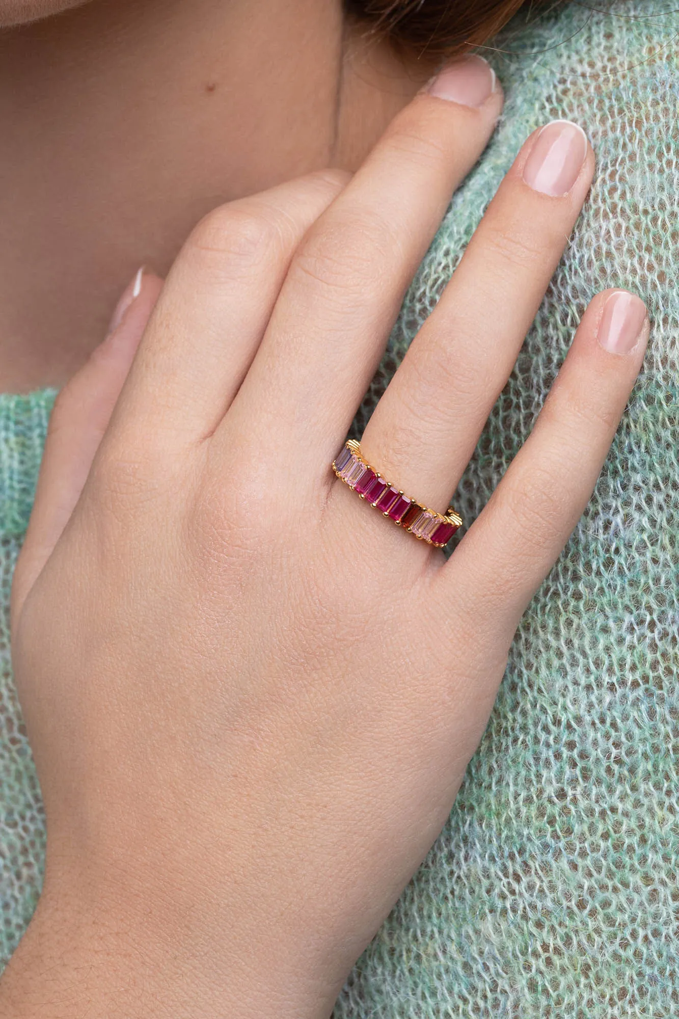 Singularu Anillo Sia Berries Plata Baño Oro