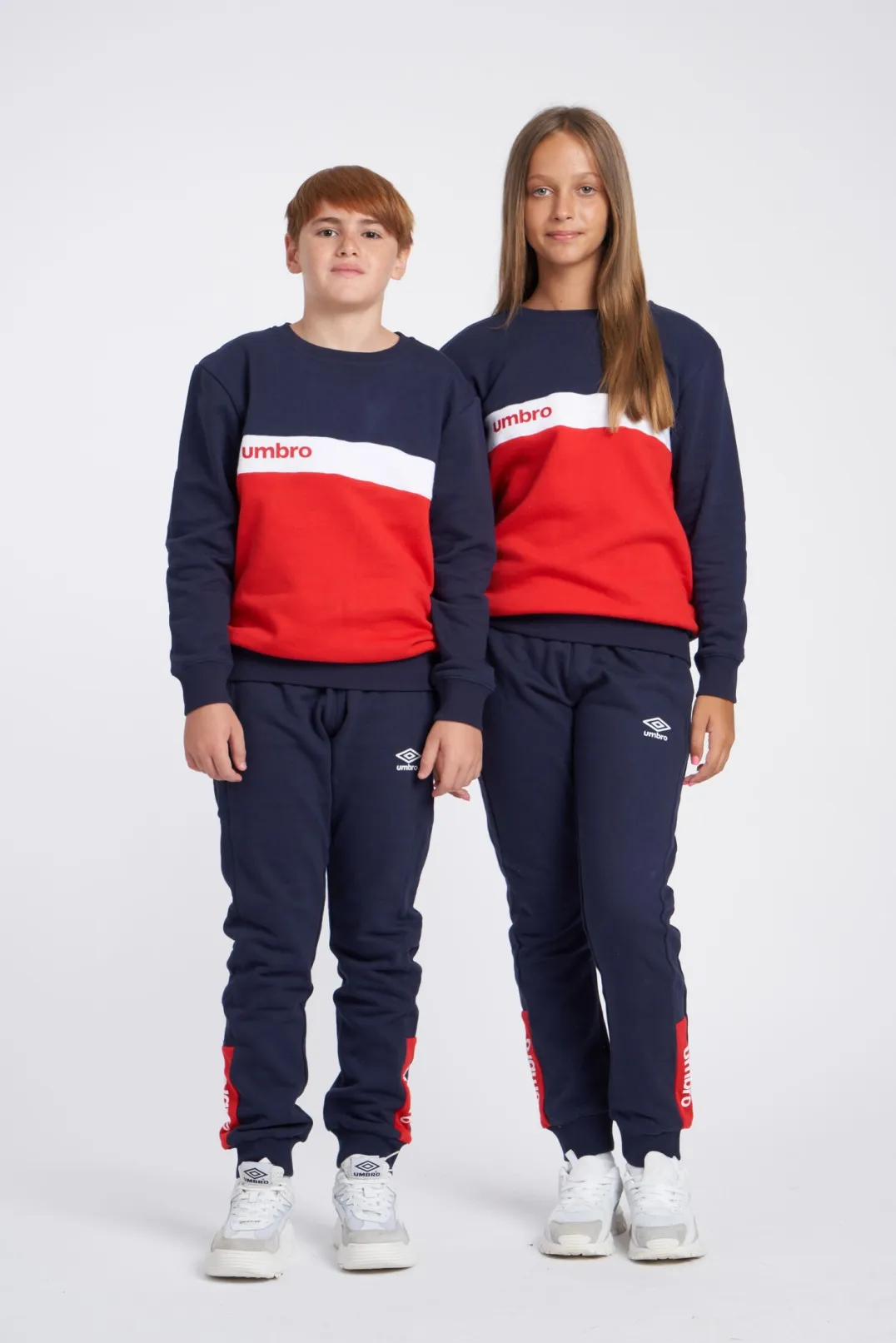 SUDADERA UMBRO FW SPORTSWEAR SWEAT  JNR DARK NAVY / VERMILLION / BRILLIANT WHITE