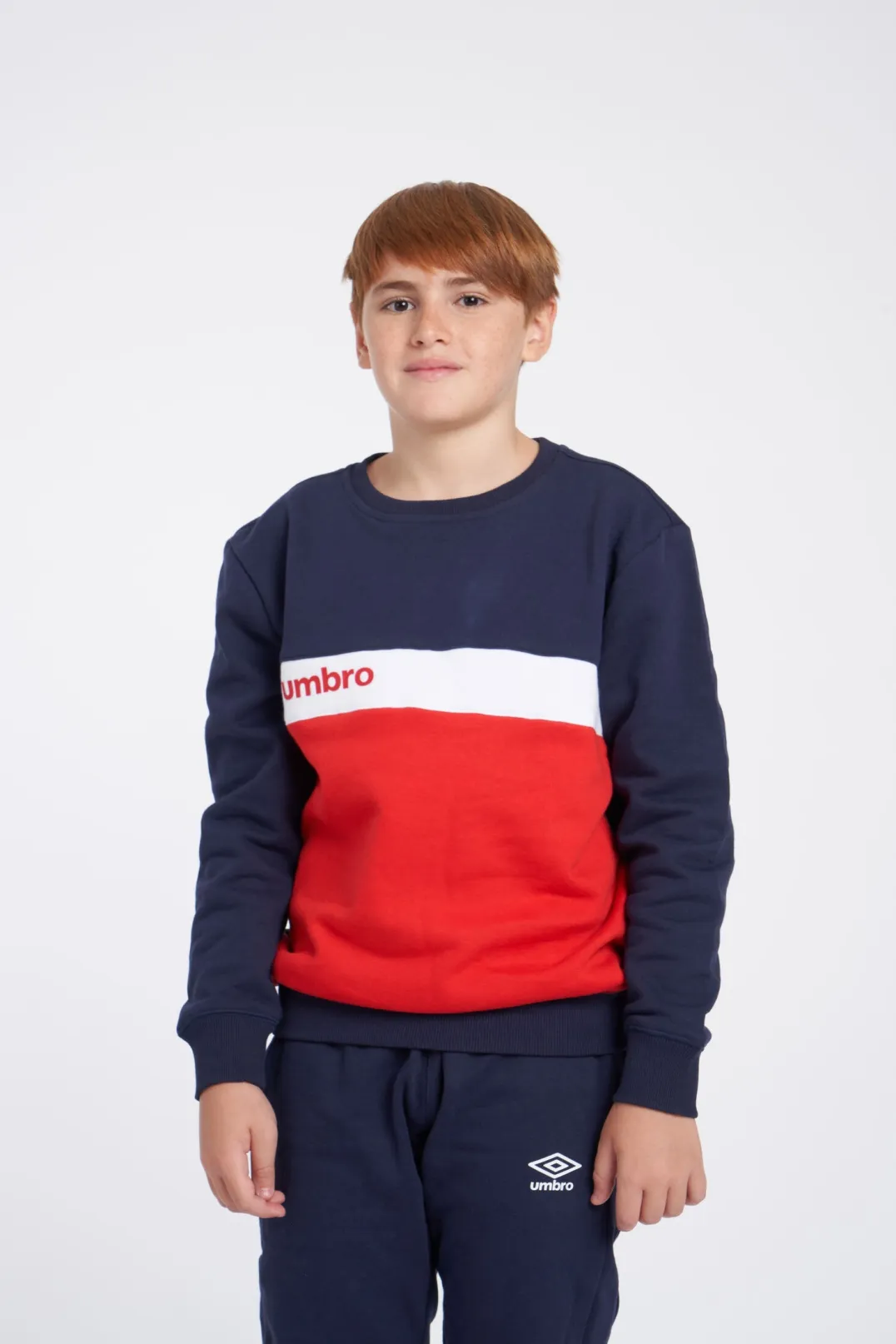 SUDADERA UMBRO FW SPORTSWEAR SWEAT  JNR DARK NAVY / VERMILLION / BRILLIANT WHITE