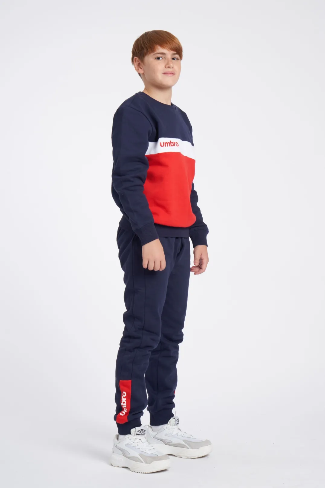 SUDADERA UMBRO FW SPORTSWEAR SWEAT  JNR DARK NAVY / VERMILLION / BRILLIANT WHITE