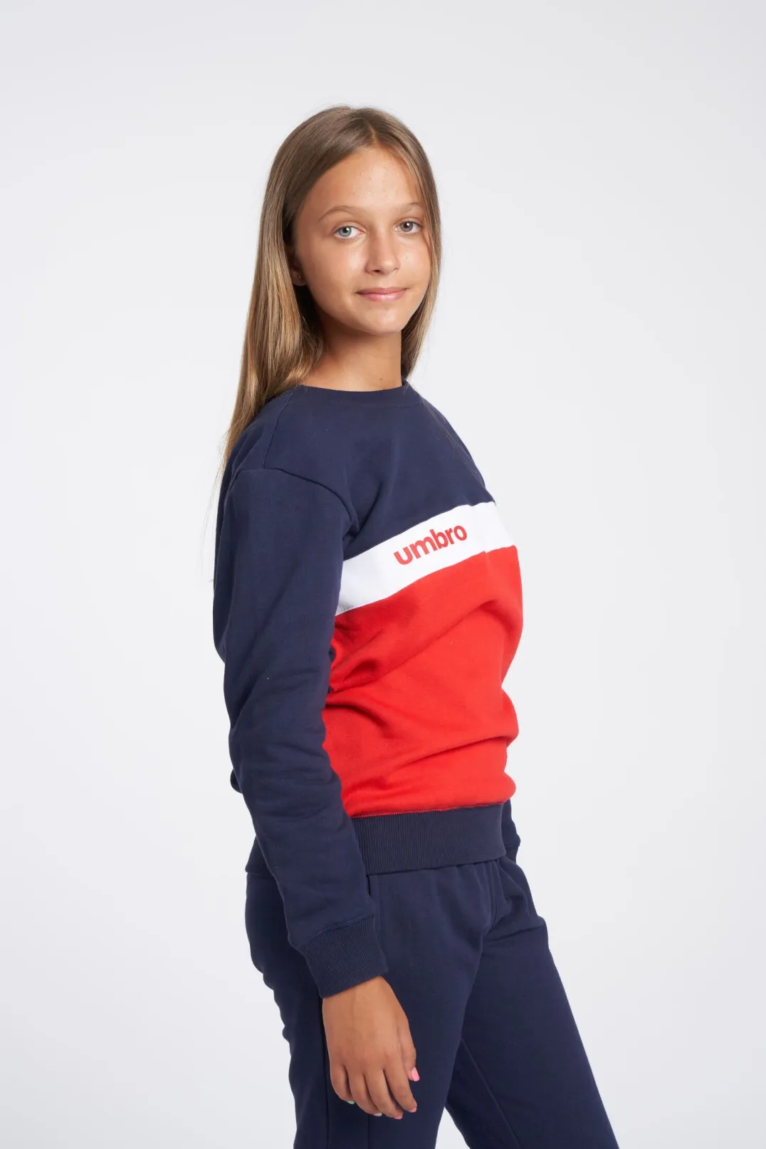 SUDADERA UMBRO FW SPORTSWEAR SWEAT  JNR DARK NAVY / VERMILLION / BRILLIANT WHITE