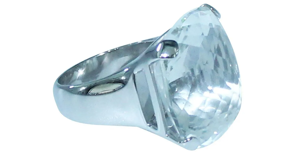 Swarovski Anillo con Gran Cristal Plata Metálico 