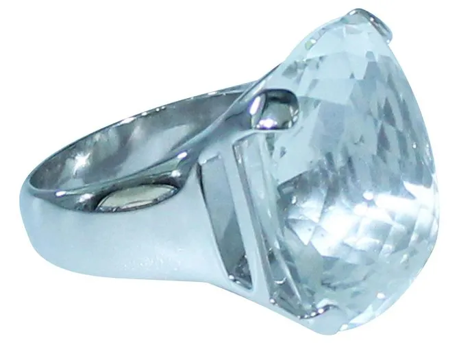Swarovski Anillo con Gran Cristal Plata Metálico 