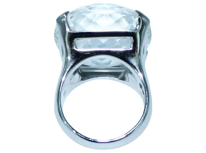 Swarovski Anillo con Gran Cristal Plata Metálico 