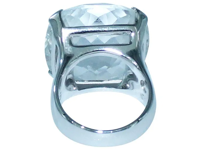 Swarovski Anillo con Gran Cristal Plata Metálico 