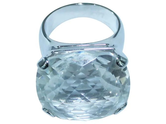 Swarovski Anillo con Gran Cristal Plata Metálico 