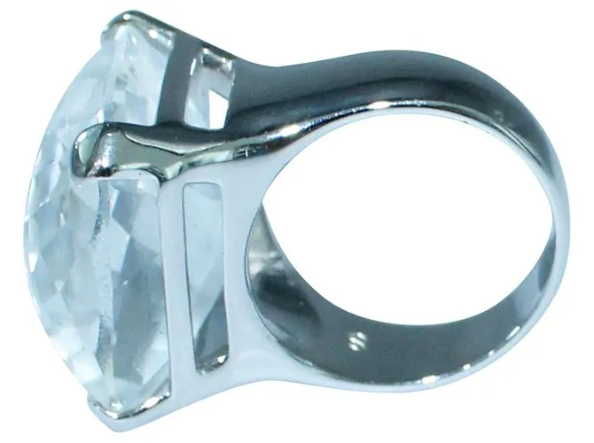 Swarovski Anillo con Gran Cristal Plata Metálico 