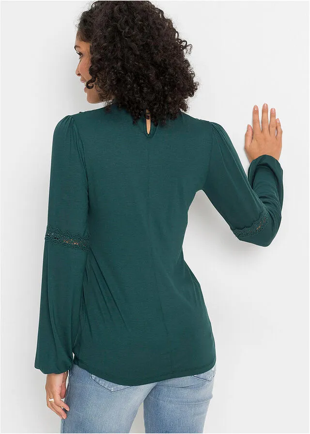 Top con detalle victoriano Verde petróleo