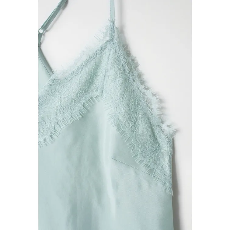 TOP DE SATÉN CON DETALLE DE ENCAJE MUJER SALSA