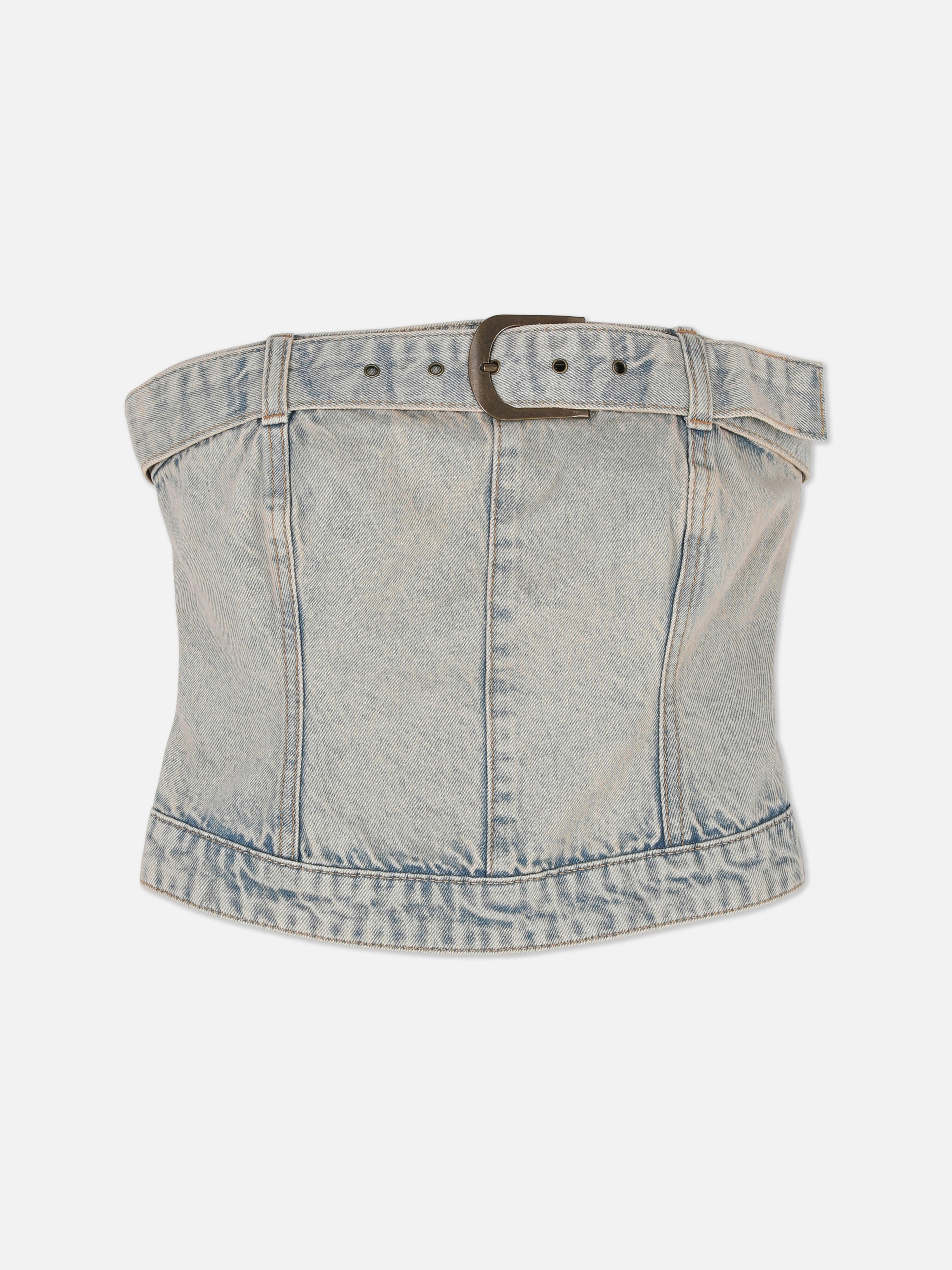 Top vaquero bandeau con detalle de hebilla