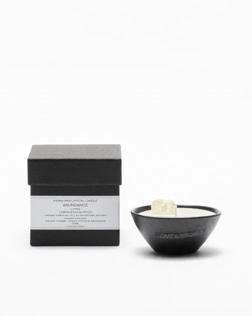 Vela Love & Stones ABUNDANCE Mini Crystal Candle Negro