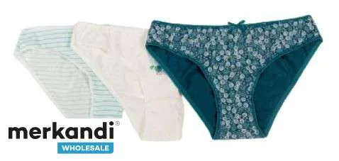 Venta al por mayor desde Turquía para calzoncillos de mujer disponibles en paquete de 3 con colores mixtos.