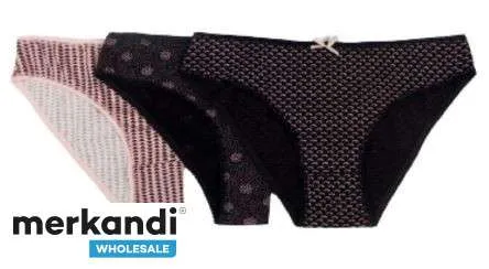 Venta al por mayor desde Turquía para calzoncillos de mujer disponibles en paquete de 3 con colores mixtos.