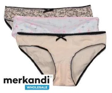 Venta al por mayor desde Turquía para calzoncillos de mujer disponibles en paquete de 3 con colores mixtos.