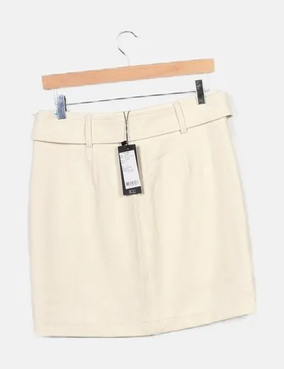 Vero Moda Falda beige detalle cinturón