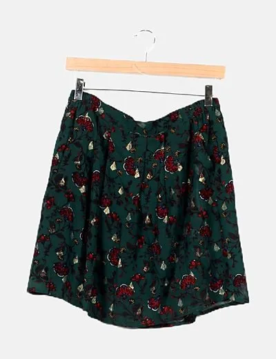 Vero Moda Falda verde print floral