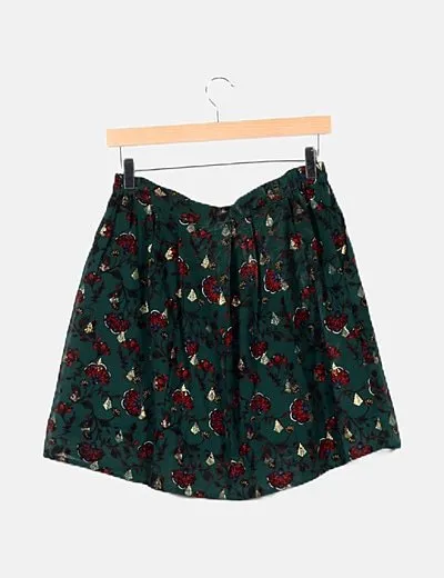 Vero Moda Falda verde print floral