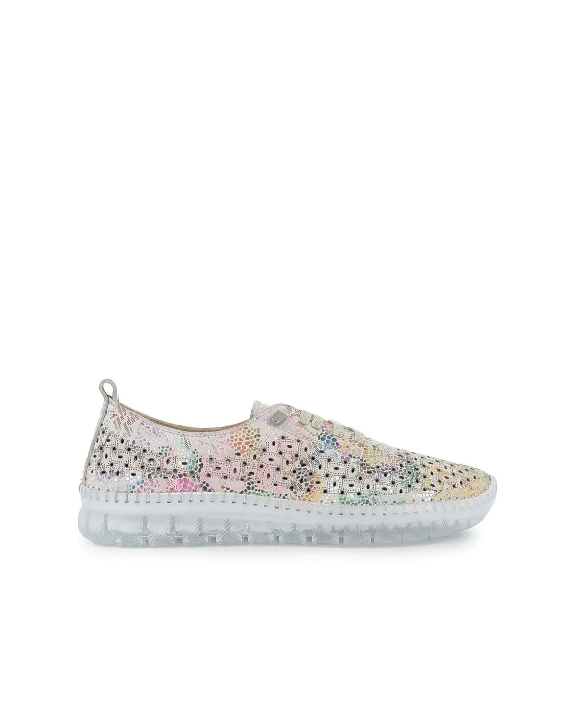 Zapato con cordones piel calados mujer floral Erase
