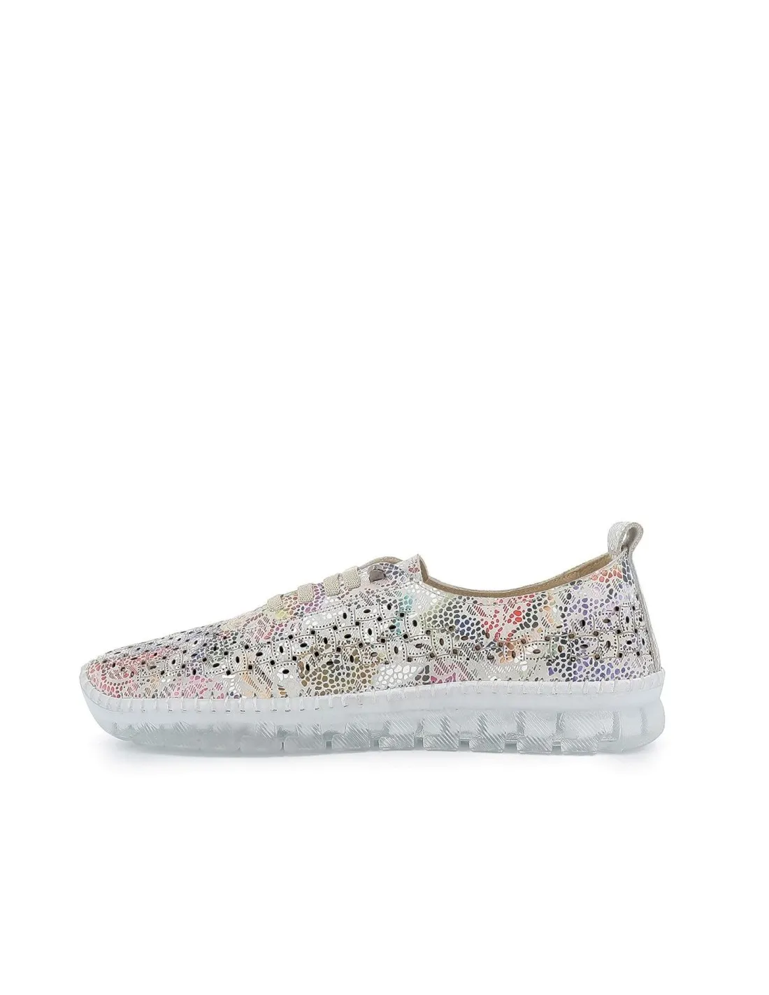 Zapato con cordones piel calados mujer floral Erase