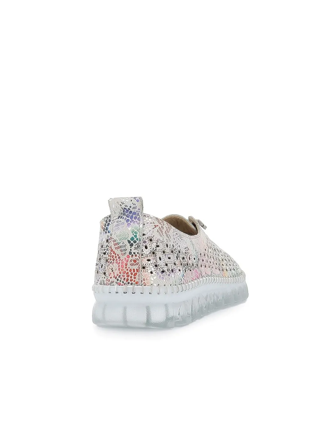 Zapato con cordones piel calados mujer floral Erase