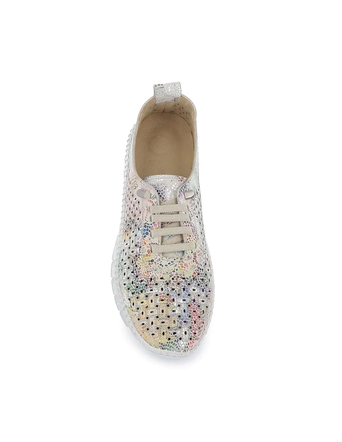 Zapato con cordones piel calados mujer floral Erase
