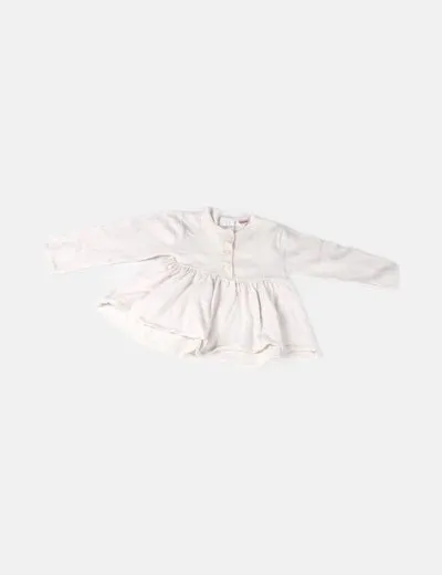 Zara Vestido de punto blanco detalle botones