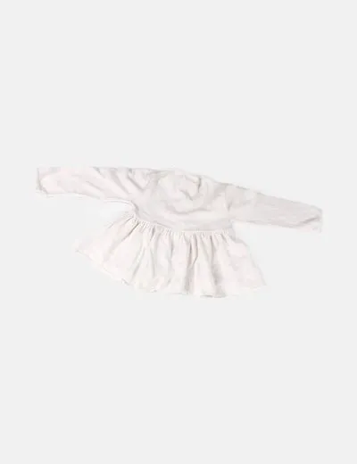 Zara Vestido de punto blanco detalle botones